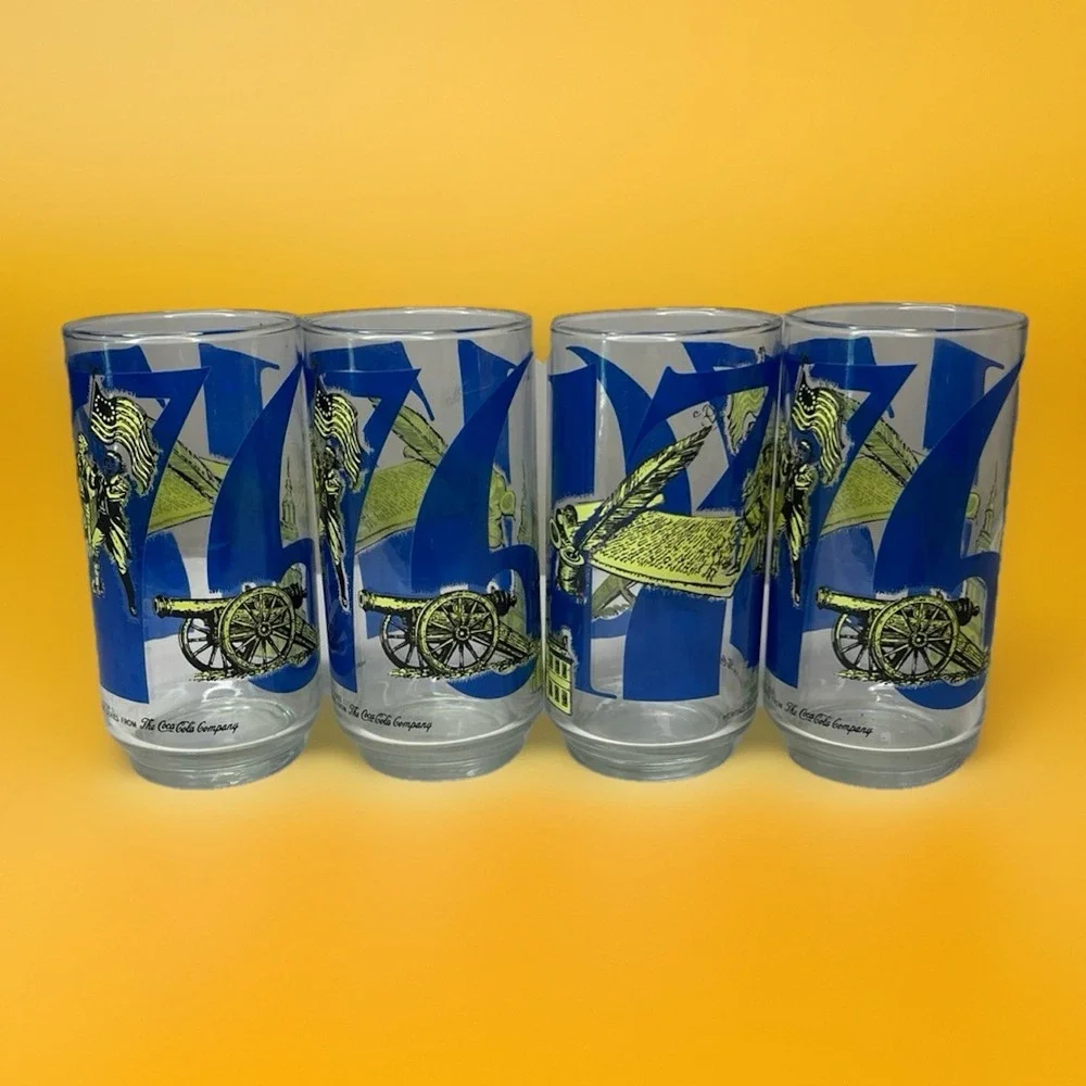 Vintage 1976 Coca-Cola Bicentennial 1776 Glasses Set‎ 4 USA 250th Anniversary